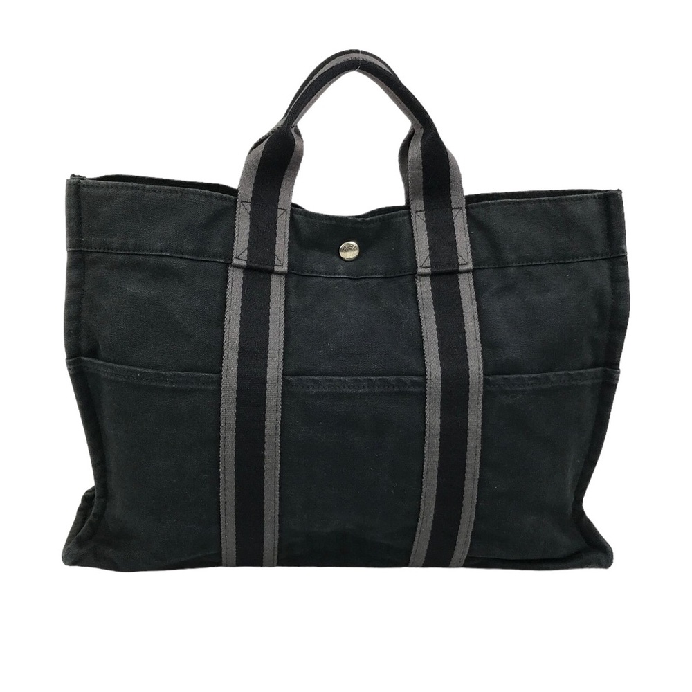 HERMES Bag Handbag Black Canvas Yell line Authentic - Picture 2 of 9